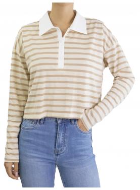 Maglia con colletto crop a righe 